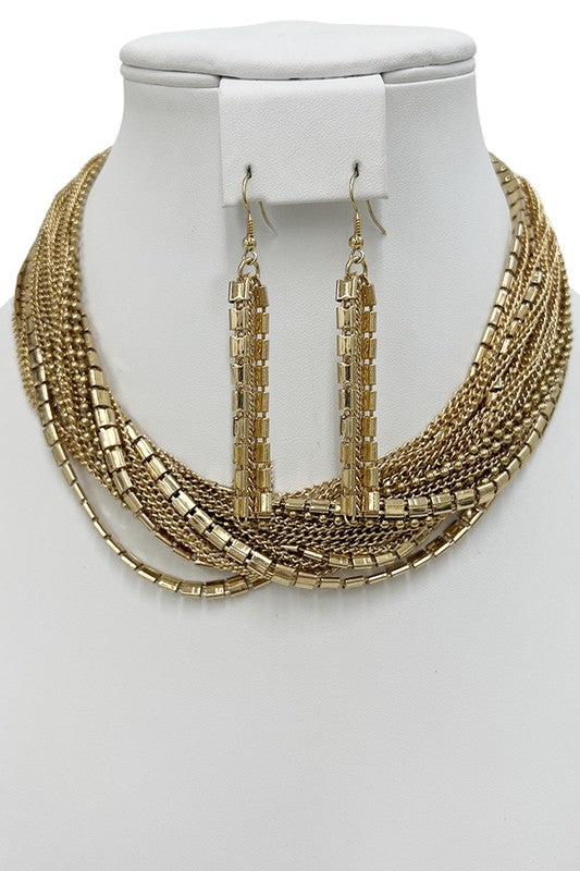 Multi Chain Collar Necklace Set