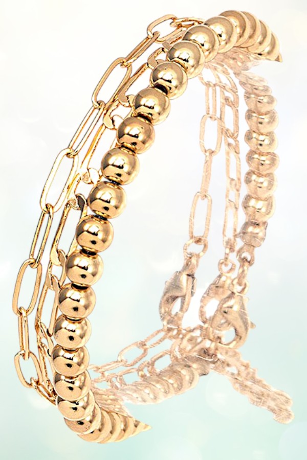 BALL BEAD CHAIN BRACELET SET
