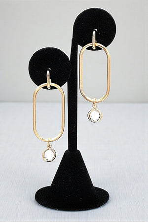 OVAL ROUND GEM DANGLE EARRING