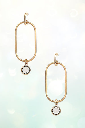 OVAL ROUND GEM DANGLE EARRING