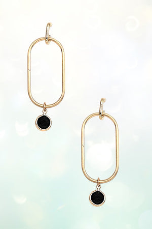 OVAL ROUND GEM DANGLE EARRING