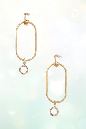 OVAL ROUND GEM DANGLE EARRING