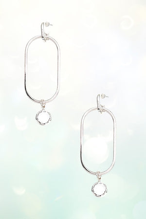 OVAL ROUND GEM DANGLE EARRING