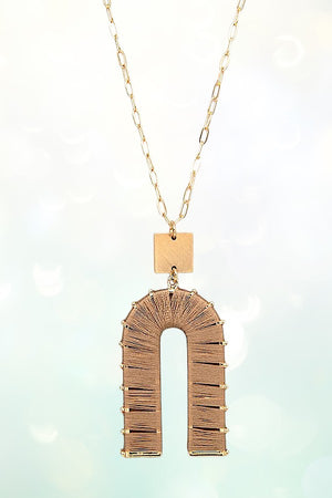 ELONGATED THREADED U PENDANT NECKLACE EARRING SET