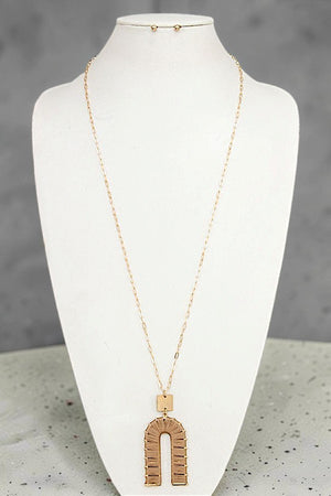 ELONGATED THREADED U PENDANT NECKLACE EARRING SET