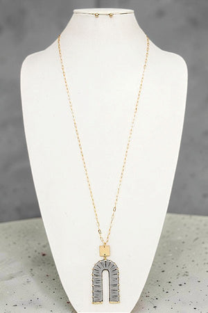 ELONGATED THREADED U PENDANT NECKLACE EARRING SET