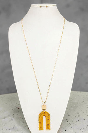 ELONGATED THREADED U PENDANT NECKLACE EARRING SET