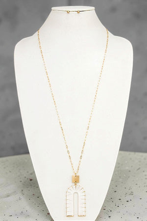 ELONGATED THREADED U PENDANT NECKLACE EARRING SET