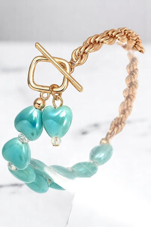 Multi Heart Link Chain Accent Bracelet