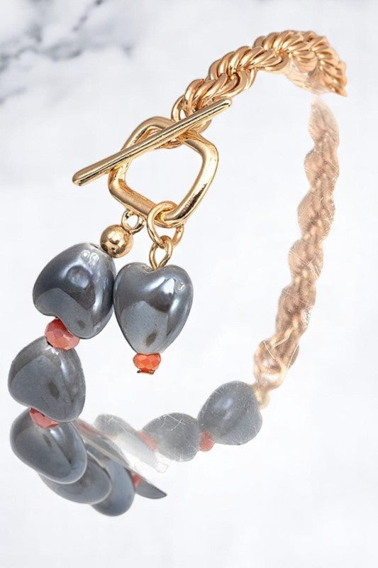 Multi Heart Link Chain Accent Bracelet