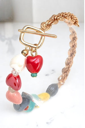 Multi Heart Link Chain Accent Bracelet
