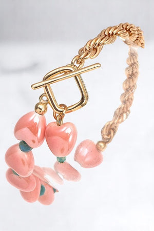 Multi Heart Link Chain Accent Bracelet