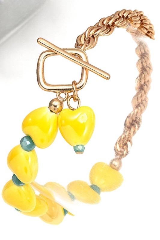 Multi Heart Link Chain Accent Bracelet