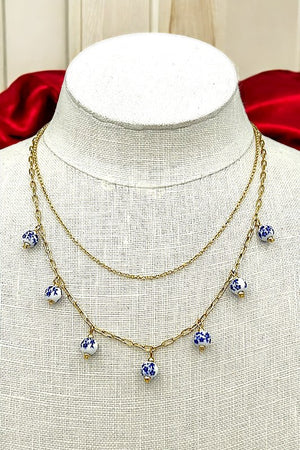 Floral Ball Bead Layered Necklace