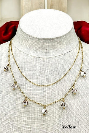 Floral Ball Bead Layered Necklace