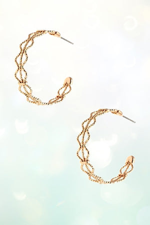 WAVY CUT OUT C HOOP EARRING