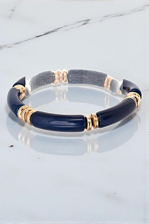 BAR LINK BEAD ACCENT STRETCH BRACELET