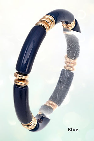 BAR LINK BEAD ACCENT STRETCH BRACELET