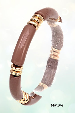 BAR LINK BEAD ACCENT STRETCH BRACELET