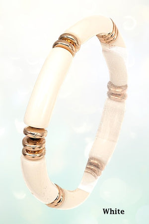 BAR LINK BEAD ACCENT STRETCH BRACELET