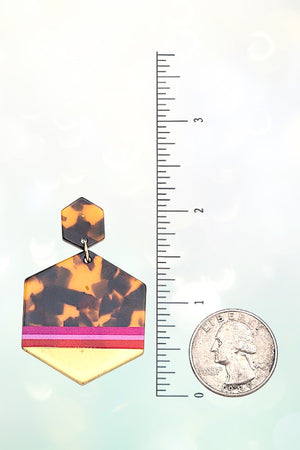 ACETATE HEXAGON DANGLE DROP EARRING