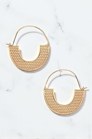 SEMI ROUND U ACCENT HOOP EARRING