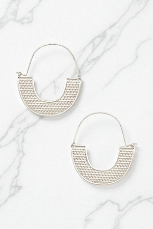 SEMI ROUND U ACCENT HOOP EARRING