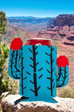 Blue Cactus Pattern Drink Sleeve