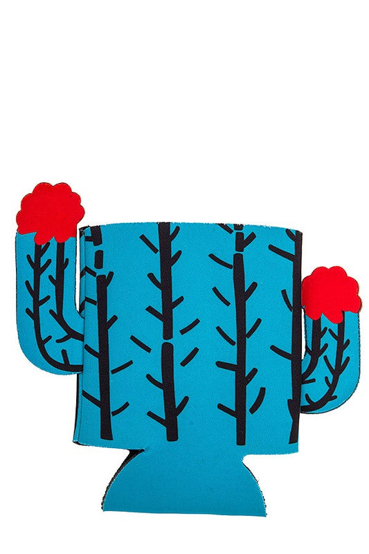 Blue Cactus Pattern Drink Sleeve