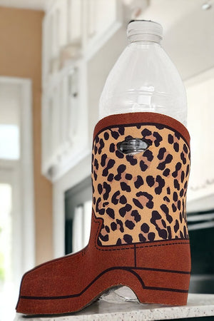 Leopard Print Boot Shape Bottle Cooler