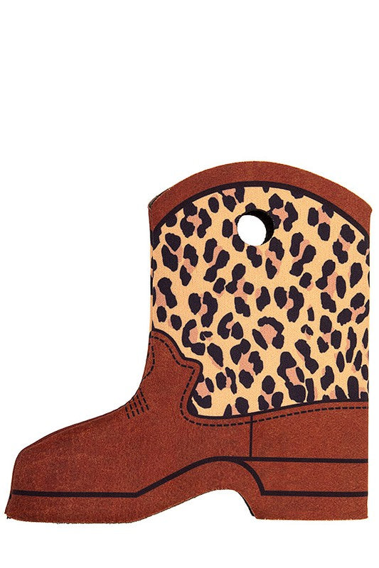 Leopard Print Boot Shape Bottle Cooler