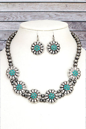 FLORAL ETCHED ORNATE LINK NECKLACE SET