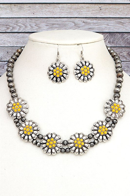 FLORAL ETCHED ORNATE LINK NECKLACE SET