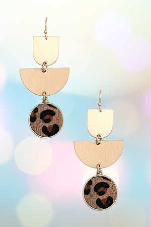 ANIMAL PRINT MULTI LINK SHAPE DANGLE EARRING