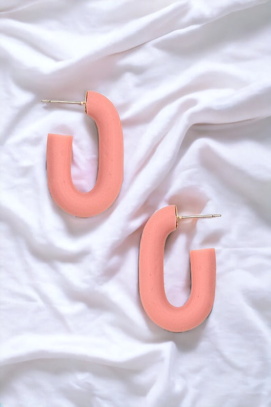 Semi Oval Clay Post Earring