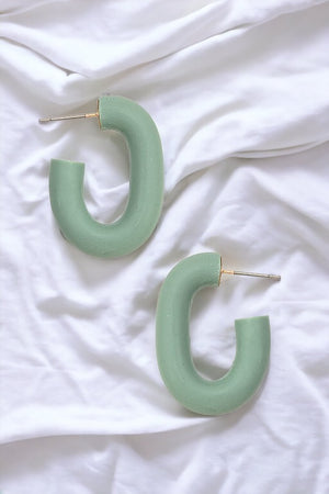 Semi Oval Clay Post Earring