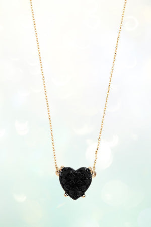 FACETED HEART PENDANT NECKLACE AND BALL STUD EARRING SET