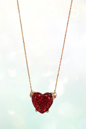 FACETED HEART PENDANT NECKLACE AND BALL STUD EARRING SET
