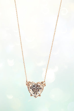 FACETED HEART PENDANT NECKLACE AND BALL STUD EARRING SET