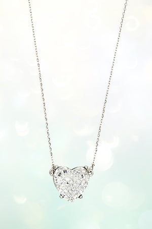 FACETED HEART PENDANT NECKLACE AND BALL STUD EARRING SET
