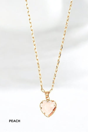 Heart Framed Stone Pendant Necklace