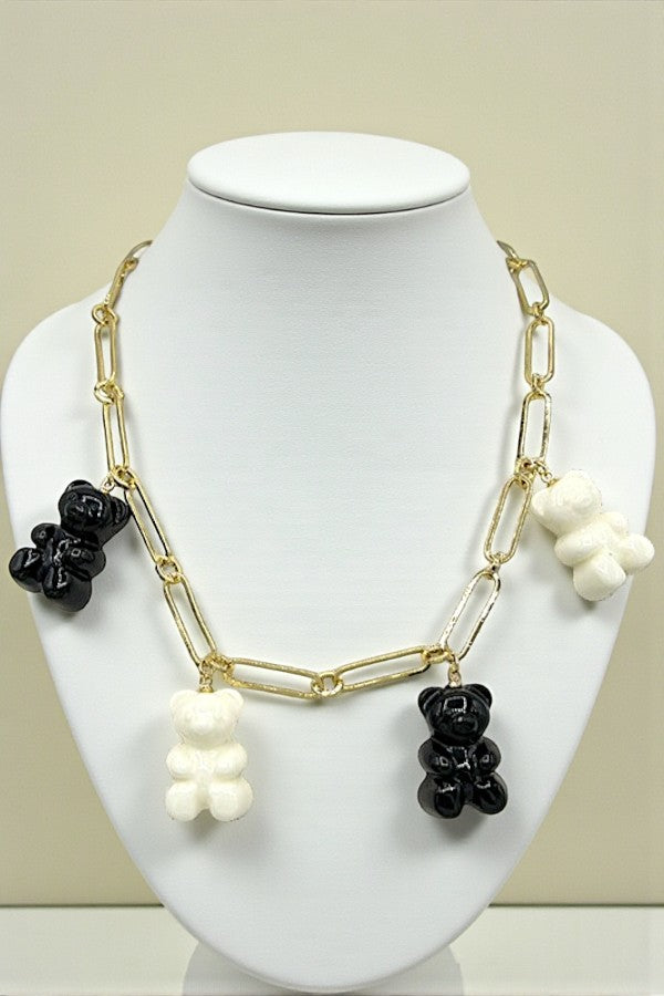 TEDDY BEAR CHARM CHAIN NECKLACE