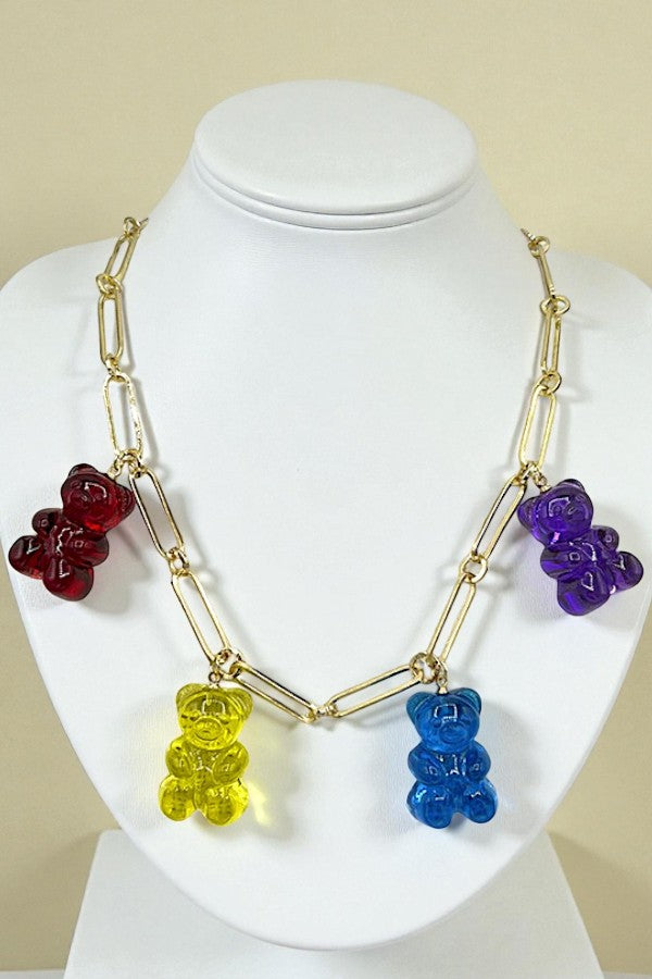 TEDDY BEAR CHARM CHAIN NECKLACE