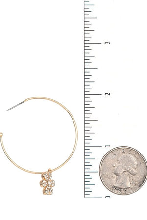 SEMI HOOP FLORAL CHARM DROP EARRING