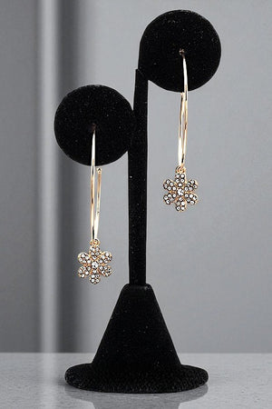 SEMI HOOP FLORAL CHARM DROP EARRING