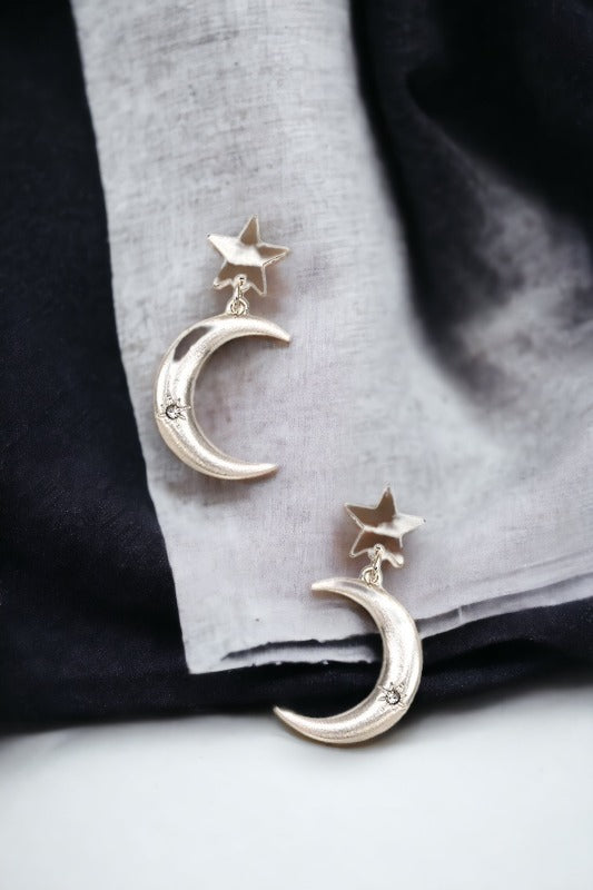 Moon and Star Drop Earring