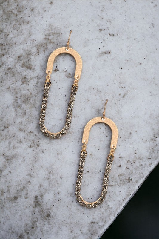 Half Rhinestone Pace Drop Earring