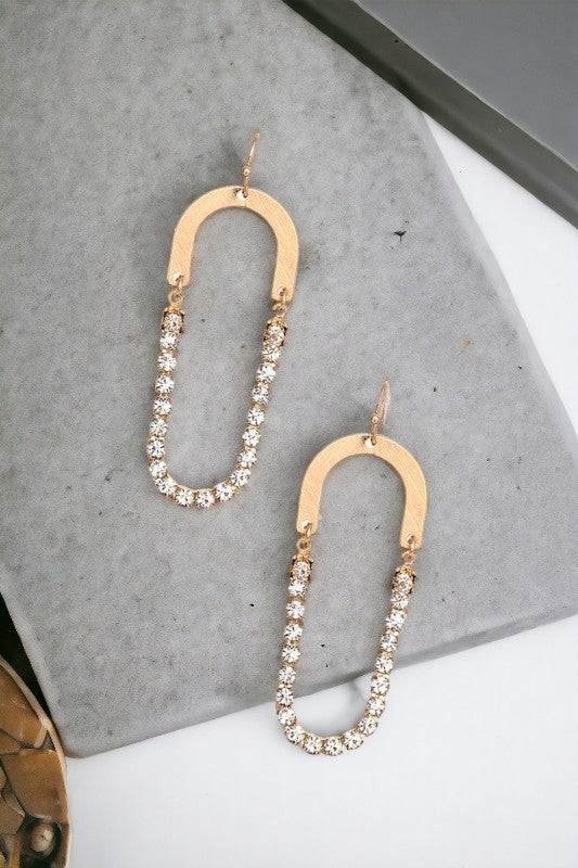 Half Rhinestone Pace Drop Earring