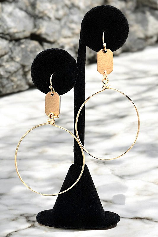 LINK CIRCLE DANGLE DROP EARRING