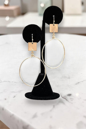 SQUARE LINK HOOP DANGLE EARRING